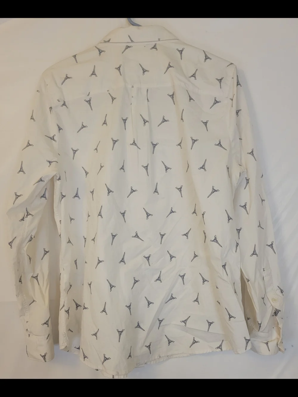 Banana Republic Cream Button-Down Shirt with Navy Eiffel Motif